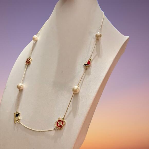 Piper Madison Nautical Faux Pearl & Enamel Symbol Necklace - Picture 8 of 8